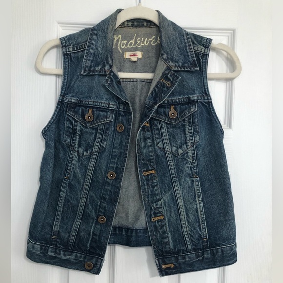 Madewell denim jean vest with rustic buttons‎ womens size XS new 100% cotton - Picture 1 of 7